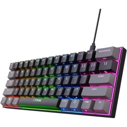 Tastatura Gaming Mecanica ultracompacta Trust GXT867 ACIRA 60%, iluminare RGB, programabila, Switch Red Outemu, cablu 1.5 m, Negru