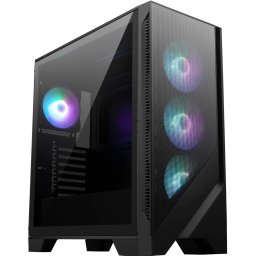 Carcasa PC MSI MAG FORGE 320R AIRFLOW, Fara sursa, Middle Tower, ATX, RTX 40 GPU, ventilatoare ARGB, Filtre de praf magnetice, sticla securizata, Negru