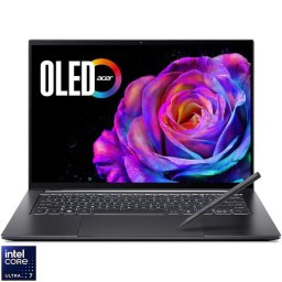 Laptop Acer Swift X 14 OLED SFX14-73G-75S5 cu procesor Intel® Core™ Ultra 7 255H pana la 5.1GHz, 14.5" 2.8K, OLED, 120Hz, Touch, 16GB LPDDR5X RAM, 1TB SSD, NVIDIA® GeForce RTX™ 5060 8GB GDDR7, Windows 11 Home, Titanium Gray