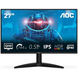 Monitor Gaming IPS LED, AOC Q27B36X, 27 inch, QHD (2560 x 1440), HDMI, DisplayPort, 144 Hz, 0.5 ms, Negru