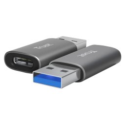 Adaptor Trust Calyx, USB-A tata la USB-C mama, gri, 2 bucati
