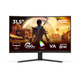 Monitor Gaming VA LED AOC C32G42ZE, Ecran Curbat, 31.5 inch, Full HD, DisplayPort, HDMI, 260 Hz, 4 ms GTG, Negru
