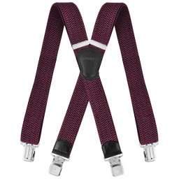 Bretele pentru pantaloni, bordo, lățime 4 cm + 4 cleme din oțel