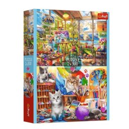 Puzzle 2x500 piese arta picturii pisică