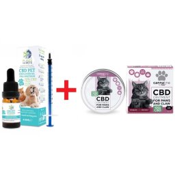 Set animale de companie Ulei CBD 10% si CBG 1% pentru pisici caini Plants for Pets Ficat Cod 10ml + Unguent cu CBD 100mg pentru Labe și gheare pisici Cannaline 30 ml