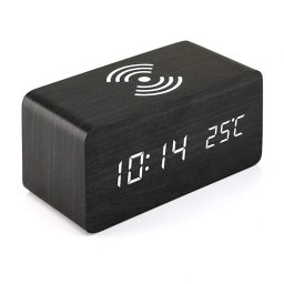 IRIS DC-100-WF-Qi 15W Qi cablu fără cu încărcător negru digital ceas cu alarmă IRIS DC-100-WF-QI