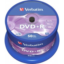DVD+R VERBATIM 4.7GB, 120min, viteza 16x, 50 buc, Single Layer, spindle, Matt Silver 43550