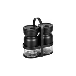 WENKO 55081100 - Set de condimente BLACK OUTDOOR KITCHEN, 12x14,5 cm, transparent/negru