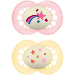 MAM Original Night 6m+ suzetă Yellow/ Pink 2 buc