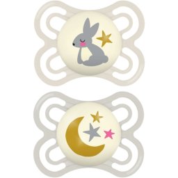 MAM Perfect Night 0+ months suzetă Beige/ Grey 2 buc