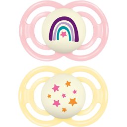 MAM Perfect Night 16+ months suzetă Pink/ Yellow 2 buc