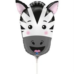 Balon folie mini figurina cap zebra 24 30 cm