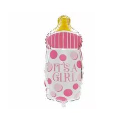Balon folie mini figurina biberon roz 30 cm