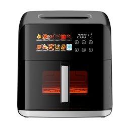 Friteuza cu aer cald Oliver Voltz OV51980CF, 1800 W, 8 L, 80-200°C, 12 programe, Timer, Incalzitor superior si inferior, Fereastra, LED, Negru
