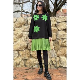 ROCHIE MIDI PLISATA FLOWER VERDE TALIE UNICA TALIE UNICA Verde