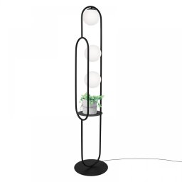 Lampada Finestra, 2xE27, H80cm, L93cm, metal negru, sticlă albă