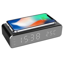 IRIS DC-120-B-Qi digital ceas cu alarmă 15W Qi cu încărcător negru IRIS DC-120-B-QI