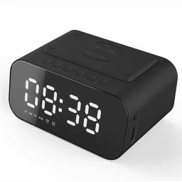 IRIS DC-110-B-Qi digital ora 15W Qi încărcător BT boxă FM negru