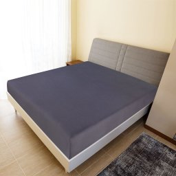 Cearsaf de pat cu elastic, 2 buc., antracit, 90x200 cm, bumbac GartenMobel Dekor