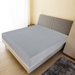 Cearsaf de pat cu elastic, gri, 90x200 cm, bumbac GartenMobel Dekor