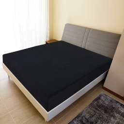 Cearsaf de pat cu elastic, negru, 180x200 cm, bumbac GartenMobel Dekor