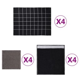 Set de prosoape, 12 buc., negru, bumbac GartenMobel Dekor