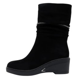 Cizme dama, negru, elegante, piele intoarsa, scurte, cu platforma, Epica JIJI50091-01-I-Negru (Marime: 38)