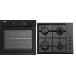 Cuptor Pachet cuptor electric si plita gaz Duo Mirage Iseo Black Studio Casa, 56 l , Clasa energetica A, 6 functii, 4 arzatoare gaz , Negru