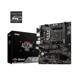 PLACA de BAZA MSI A520M PRO, skt AM4, mATX, AMD A520, 2 x DDR4, max. 64 GB, 4 x SATA, 1 x M.2, 7.1, A520M PRO