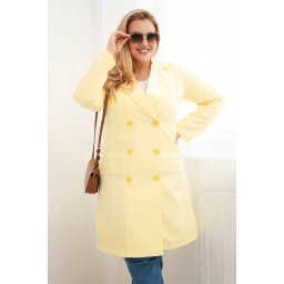 Palton Kesi Plus Size galben cu două nasturi