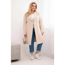 Palton de damă Kesi Włoski Plus Size cu guler bej