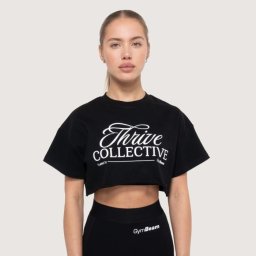 GymBeam Tricou pentru femei cropped Thrive Black L