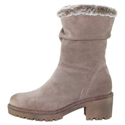 Cizme dama, bej, casual, piele intoarsa, imblanite, scurte, cu toc, Marco Tozzi 2-26499-23-346-Bej (Marime: 39)