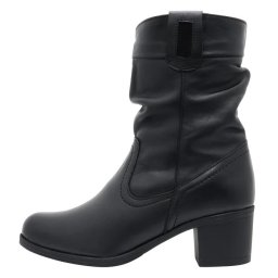 Cizme dama, negru, casual, piele naturala, imblanite, scurte, cu toc, Nicolis 151810-Negru (Marime: 38)