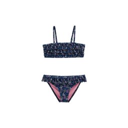 WE Fashion Costum de baie două piese albastru închis / galben / roz deschis / alb