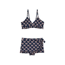 WE Fashion Costum de baie două piese albastru închis / portocaliu / alb