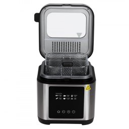Friteuza cu ulei Elite EDF-1103, 1200W, 2.5 L, 190°C, Fereastra vizualizare, Filtru mirosuri, Control digital, Negru/Argintiu