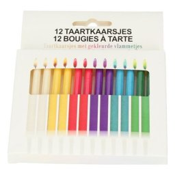 Lumânare colorată cu flacără colorată - 12 buc.