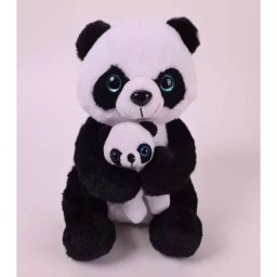 Figurină de pluș panda cu pui - 20 cm