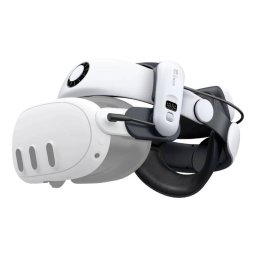 Curea cu baterie pentru cap BOBOVR S3 Pro compatibila cu ochelari VR Meta Quest 3 / Quest 3S, Alb/Negru