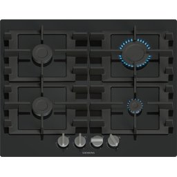 Plita EN6B6PK40, 59 cm, 4 Arzatoare, Sticla Neagra Quartz, Suporturi Fonta, Siguranta Gaz