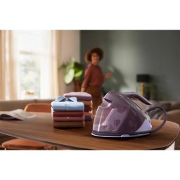 Fier de calcat Stație de călcat 2100W, 8 bari, Jet abur 600 g/min, Abur vertical, Rezervor 1.8L detașabil, OptimalTEMP, Talpă SteamGlide Elite, Violet