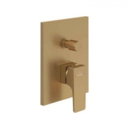 Baterie cada dus Villeroy&Boch Architectura Square, montaj incastrat, auriu periat mat