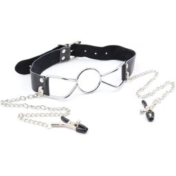 Calus Rosy Open Gag Nipple Clamps Negru