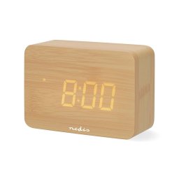 Nedis CLDK2008BN - Ceas deșteptător digital cu afișaj LED și termometru, 5V/3xAAA, carcasă din lemn