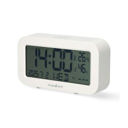 Nedis CLDK2005WT - Ceas digital cu alarmă, termometru și higrometru, 2xAA, alb