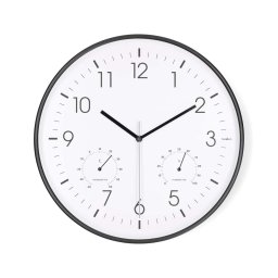 Nedis CLWA4226BK - Ceas de perete cu termometru și higrometru, diametru 30,5 cm, 1xAA, negru