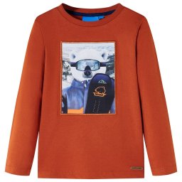 Tricou pentru copii cu maneci lungi, ruginiu deschis, 140 GartenMobel Dekor