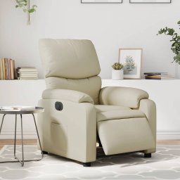 Fotoliu rabatabil electric, crem, piele ecologica GartenMobel Dekor