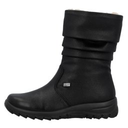 Cizme dama, negru, casual, piele ecologica, impermeabile, imblanite, scurte, cu talpa joasa, Rieker Z7171-02-Negru (Marime: 36)